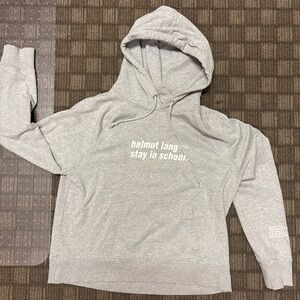 Helmut Lang “Stay in School” Hoodie – Gray, Size L, Good Condition